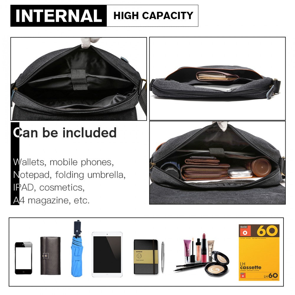 Kono Classic Expanding Messenger Bag - Black