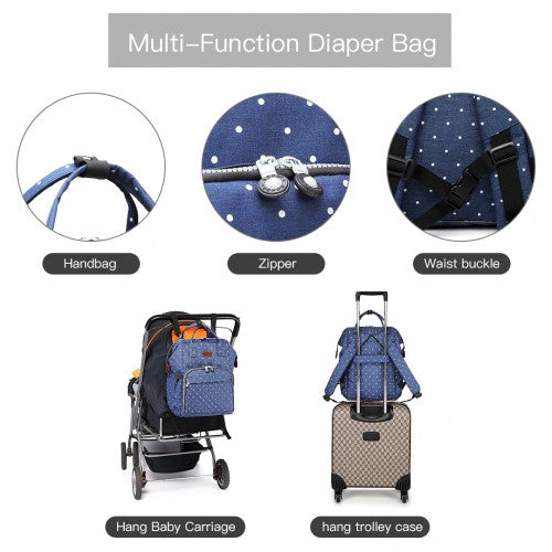 Kono Wide Open Designed Baby Diaper Changing Backpack Dot - Navy