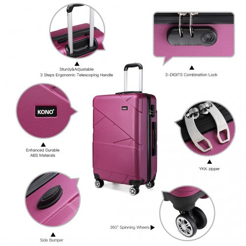 Kono 24 Inch Bandage Effect Hard Shell Suitcase - Purple