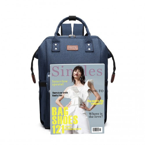 Kono Polka Dot Maternity Backpack Bag With USB Connectivity - Navy