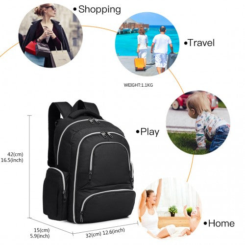 Kono Large Capacity Multi Function Baby Diaper Backpack Black