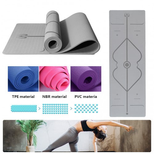 Kono TPE Non-Slip Classic Yoga Mat - Grey