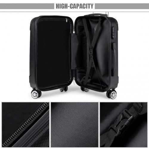 Kono 24 Inch Abs Hard Shell Suitcase Luggage - Black