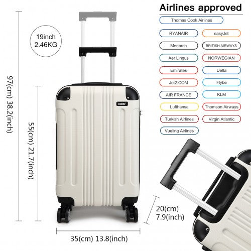 Kono 19 Inch Abs Hard Shell Suitcase Luggage - Beige