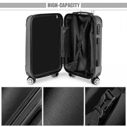 Kono 20 Inch Abs Hard Shell Suitcase Luggage - Grey
