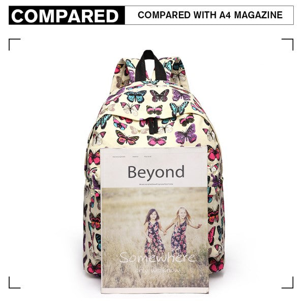 Miss Lulu Large Backpack Butterfly Beige