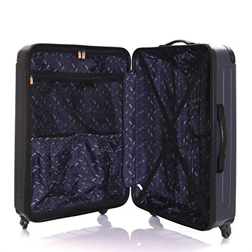 JCB - Lightweight Hard Shell Suitcase, 24" - 360 Degree Spinner Wheels - Made with ABS Polycarbonate Hard Shell - Flight Case - Luggage Bags for Travel - Grey