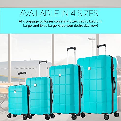 ATX Luggage Medium Suitcase Super Lightweight Durable ABS Hard Shell Suitcase with 4 Dual Spinner Wheels and Built-in TSA Lock (Mint Green, 24 Inches, 65 Liter)