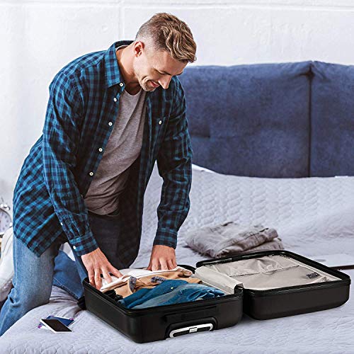 Aerolite Lightweight 55cm Hard Shell Cabin Suitcase 4 Wheel Carry On Hand Luggage Bag - Approved for easyJet, British Airways, Ryanair - Black