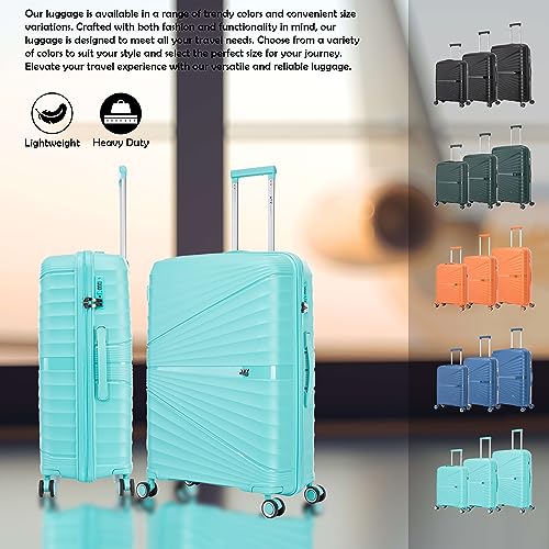 ATX Luggage Cabin Suitcase Lightweight Durable Polypropylene Carry on Suitcase with 4 Dual Spinner Wheels and Built-in TSA Lock (Mint Green, 21 Inches, 38 Liter)