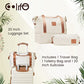 COOLIFE Suitcase Trolley Carry On Hand Cabin Luggage Set with TSA Lock, Hard Shell Lightweight Included 1pcs Travel Bag and 1pcs Toiletry Bag (White/Brown, 20 Inch)