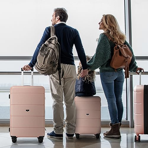 LUGG Travel Suitcase Set, 3 Hard Shell Cabin & Hold Luggage, Airline Approved, Lightweight & Strong, Secure TSA Lock, Internal Storage Pockets, Smooth Turning Wheels, 20" 25" 29" Suitcases (Rose Gold)