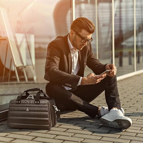 Aerolite Ryanair Maximum Size Set - 55x40x20 ABS 4-Wheel Cabin Bag Suitcase + 40x20x25 Carry On Shoulder Flight Luggage Bag