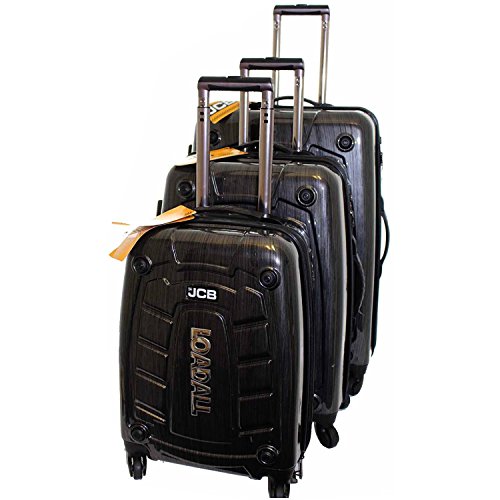 JCB - Loadall Hard Shell Suitcase, 24" - Medium - Built-in TSA Suitcase Locks, 360 Degree Spinner Wheels - Made with ABS Polycarbonate Hard Shell - Flight Case - Luggage Bags for Travel - Black