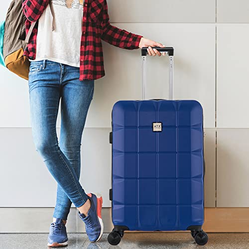 ATX Luggage 28" Large Suitcase Super Lightweight Durable ABS Hard Shell Suitcase with 4 Dual Spinner Wheels and Built-in TSA Lock (Midnight Blue, 110 Liter)