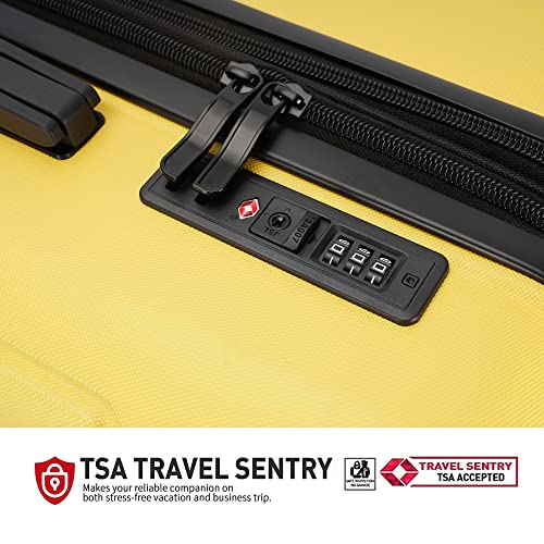 GinzaTravel Hardside Spinner, Carry-On, Wear-resistant, scratch-resistant Suitcase Luggage with Wheels, Yellow, 71.12 cm,