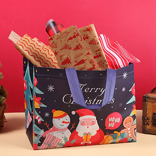 OTMVicor 12 packs Christmas Gift Bags,Reusable GiftTote Bags with Handles,Waterproof Christmas Treat Bags for Xmas Party