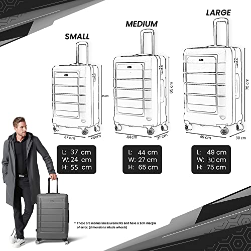 CALDARIUS Cabin Suitcase Hard Shell | Lightweight | 4 Dual Spinner Wheels | Trolley Cabin Bag | 20" Carry On Suitcase Luggage | Combination Lock | (Navy Blue, Cabin 20'')
