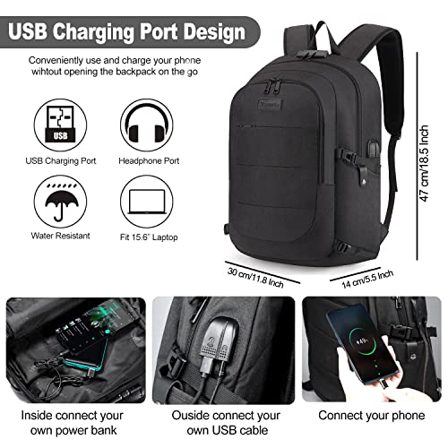 Travel Laptop Backpack Water Resistant Anti-Theft Bag with USB Charging Port and Lock 14/15.6 Inch Computer Business Backpacks for Women Men College School Student Gift,Bookbag Casual Hiking Daypack
