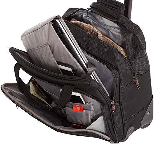 Aerolite Ryanair Priority Boarding, Easyjet Plus, BA, WizzPriority, Jet2 Approved Rolling Padded Laptop Case Bag 2 Wheels - Fits up to 15.6", Overnight Trolley Business Hand Cabin Luggage Case (Black)