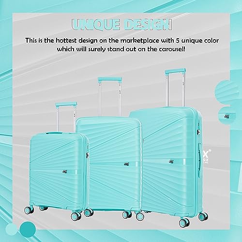 ATX Luggage Cabin Suitcase Lightweight Durable Polypropylene Carry on Suitcase with 4 Dual Spinner Wheels and Built-in TSA Lock (Mint Green, 21 Inches, 38 Liter)