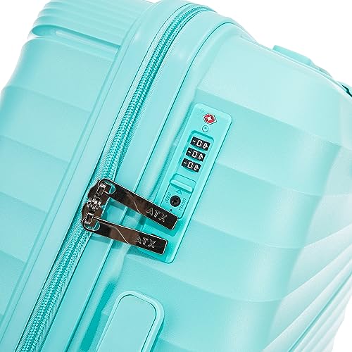 ATX Luggage Cabin Suitcase Lightweight Durable Polypropylene Carry on Suitcase with 4 Dual Spinner Wheels and Built-in TSA Lock (Mint Green, 21 Inches, 38 Liter)