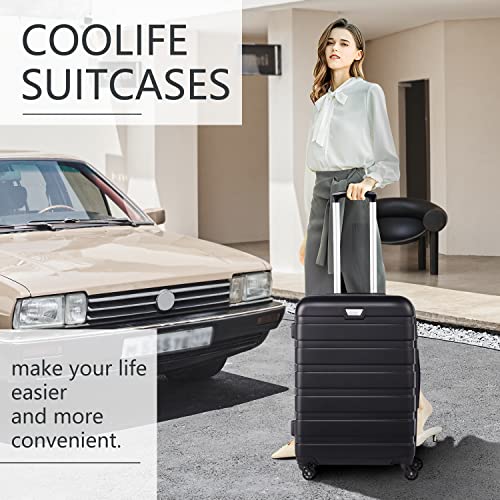 COOLIFE Suitcase Trolley Carry On Hand Cabin Luggage Hard Shell Travel Bag Lightweight with TSA Lock and 2 Year Warranty Durable 4 Spinner Wheels (Spinel red, M(67cm 60L))