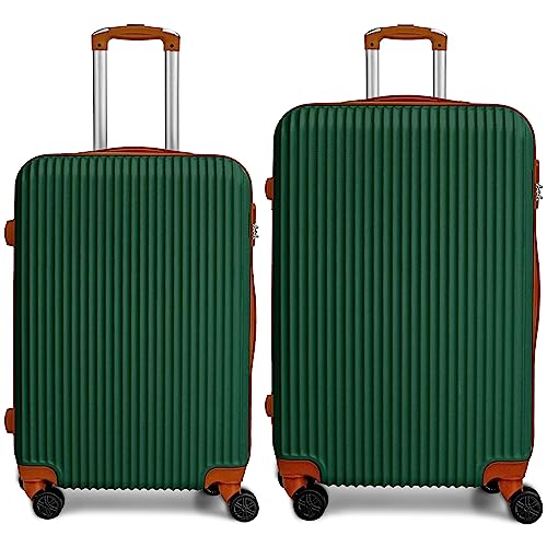 CALDARIUS Suitcase Large & Medium | Suitcase Set | Combination Lock | Travel Bag | Dual Spinner Wheels | Luggage | Lightweight | Hard Shell (Olive, Medium 24" + Large 28")