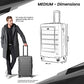 CALDARIUS Suitcase Medium Size| Hard Shell | Lightweight | 4 Dual Spinner Wheels | Trolley Luggage Suitcase | Medium 24" Hold Check in Luggage | Combination Lock, (White, Medium 24'')