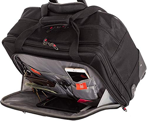 Aerolite Ryanair Priority Boarding, Easyjet Plus, BA, WizzPriority, Jet2 Approved Rolling Padded Laptop Case Bag 2 Wheels - Fits up to 15.6", Overnight Trolley Business Hand Cabin Luggage Case (Black)