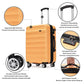 GinzaTravel Anti-scratch ABS Material Luggage 3 Piece Sets Lightweight Spinner Suitcase, Yellow color, Carry-On 20-Inch