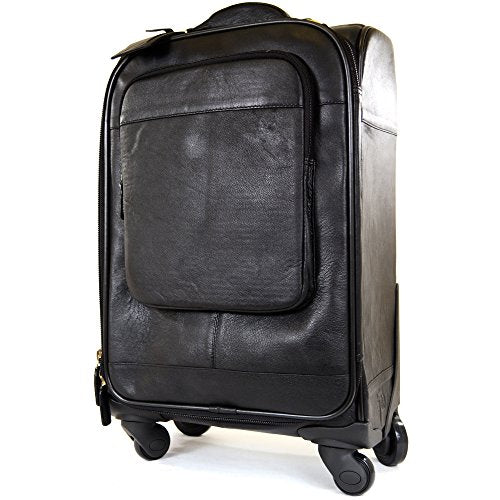 Super Soft Premium Leather Spinner Trolley Case - Brown