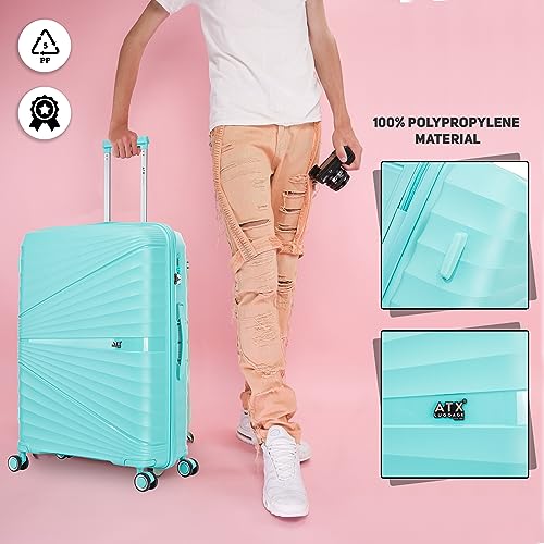 ATX Luggage Cabin Suitcase Lightweight Durable Polypropylene Carry on Suitcase with 4 Dual Spinner Wheels and Built-in TSA Lock (Mint Green, 21 Inches, 38 Liter)