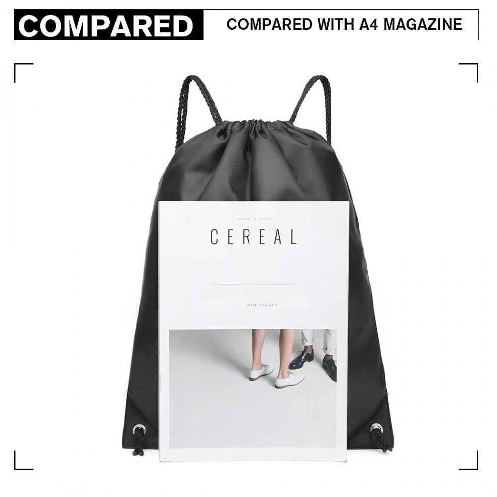 Kono Polyester Drawstring Backpack - Black