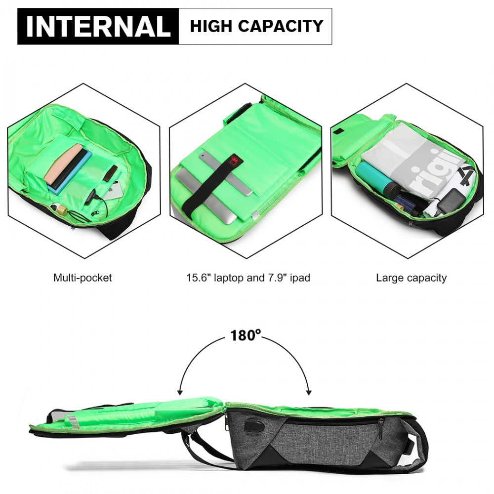 Kono Reflective USB Charging Interface Backpack - Grey