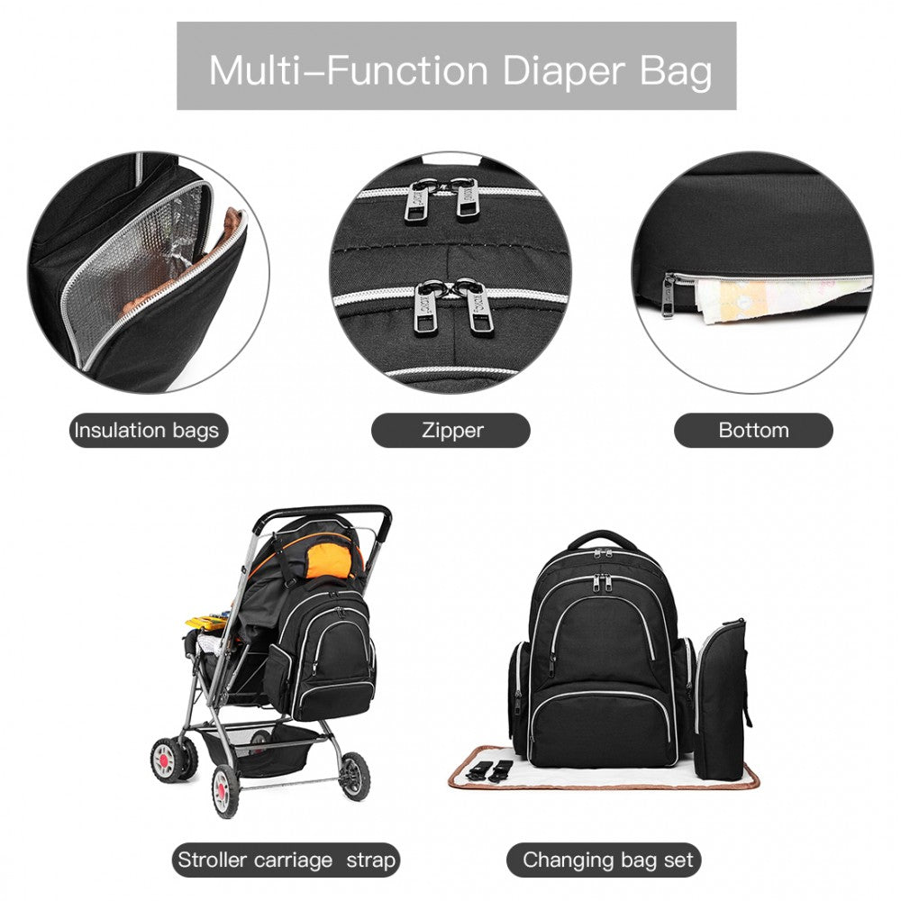 Kono Large Capacity Multi Function Baby Diaper Backpack Black