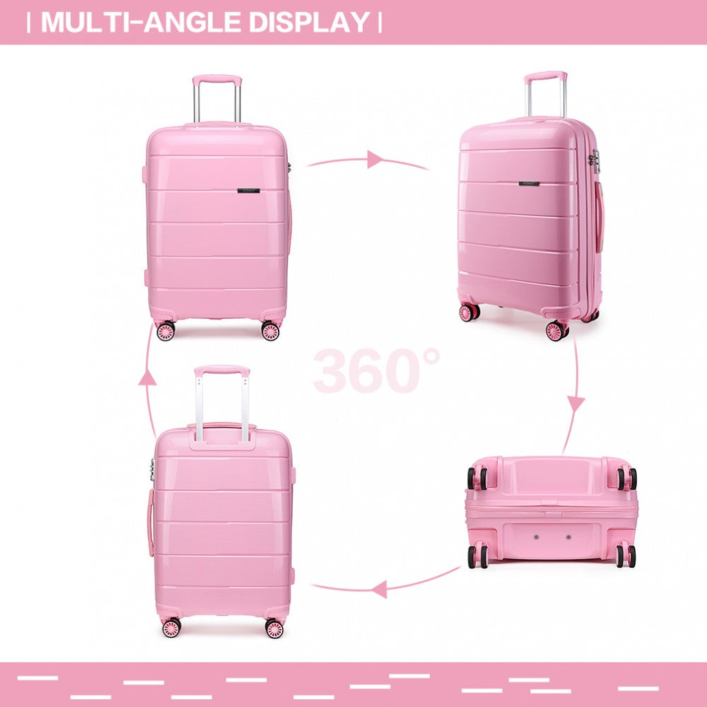 Kono 20 Inch Cabin Size Hard Shell PP Suitcase - Pink