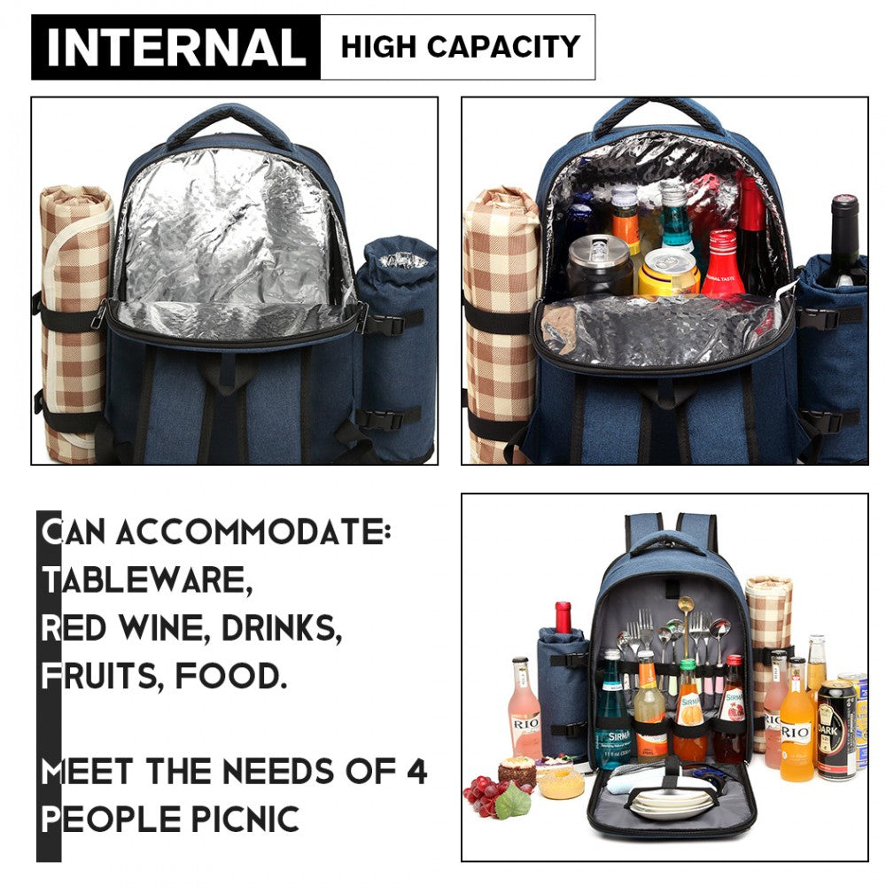 Kono Canvas Picnic Backpack - Navy Blue