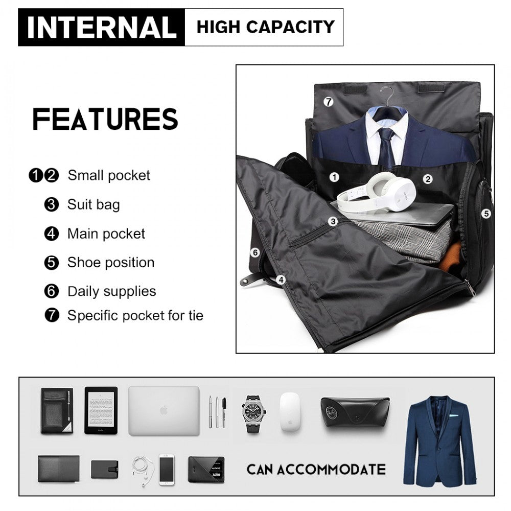 Kono Travel Suit Garment Duffle Bag - Black