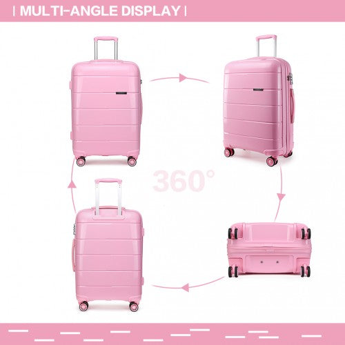 Kono 20 Inch Cabin Size Hard Shell PP Suitcase - Pink