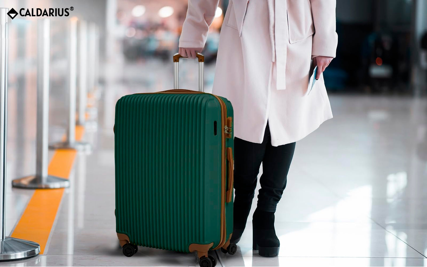 CALDARIUS Suitcase Medium Size| Hard Shell | Lightweight | 4 Dual Spinner Wheels | Trolley Luggage Suitcase | Medium 24" Hold Check in Luggage | Combination Lock (Olive Green, Medium 24'')