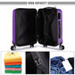 Kono Abs Sculpted Horizontal Design 24 Inch Suitcase - Purple