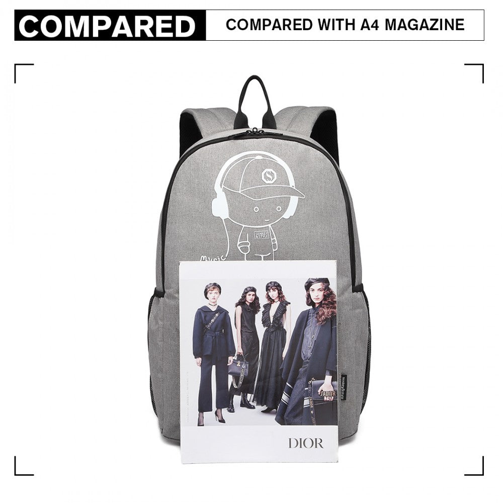 Kono Multi Functional Glow In The Dark Backpack Trolley - Grey