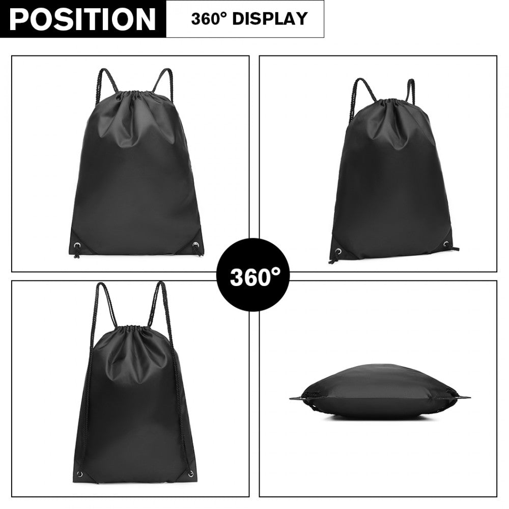 Kono Polyester Drawstring Backpack - Black