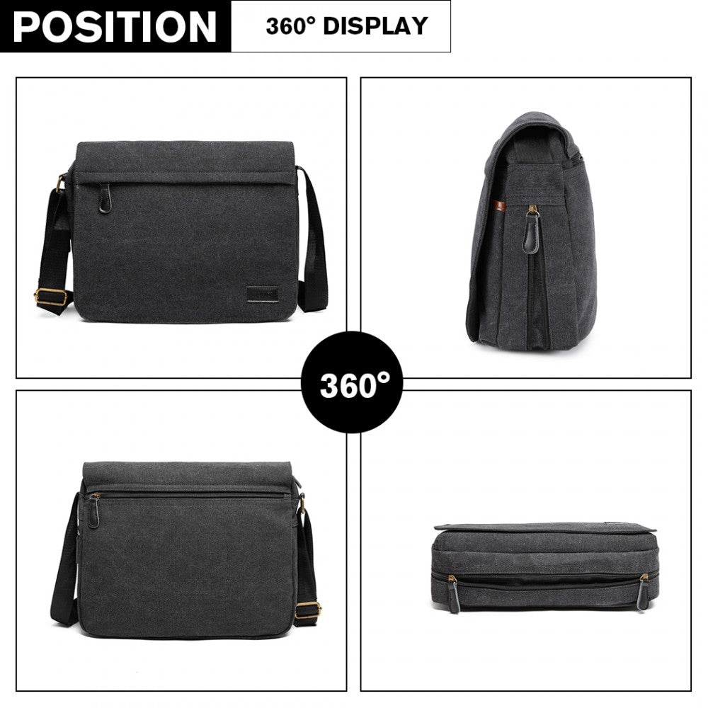 Kono Classic Expanding Messenger Bag - Black