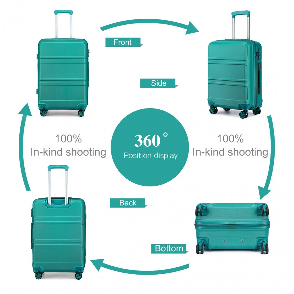 Kono Abs 20 Inch Sculpted Horizontal Design Cabin Luggage - Teal
