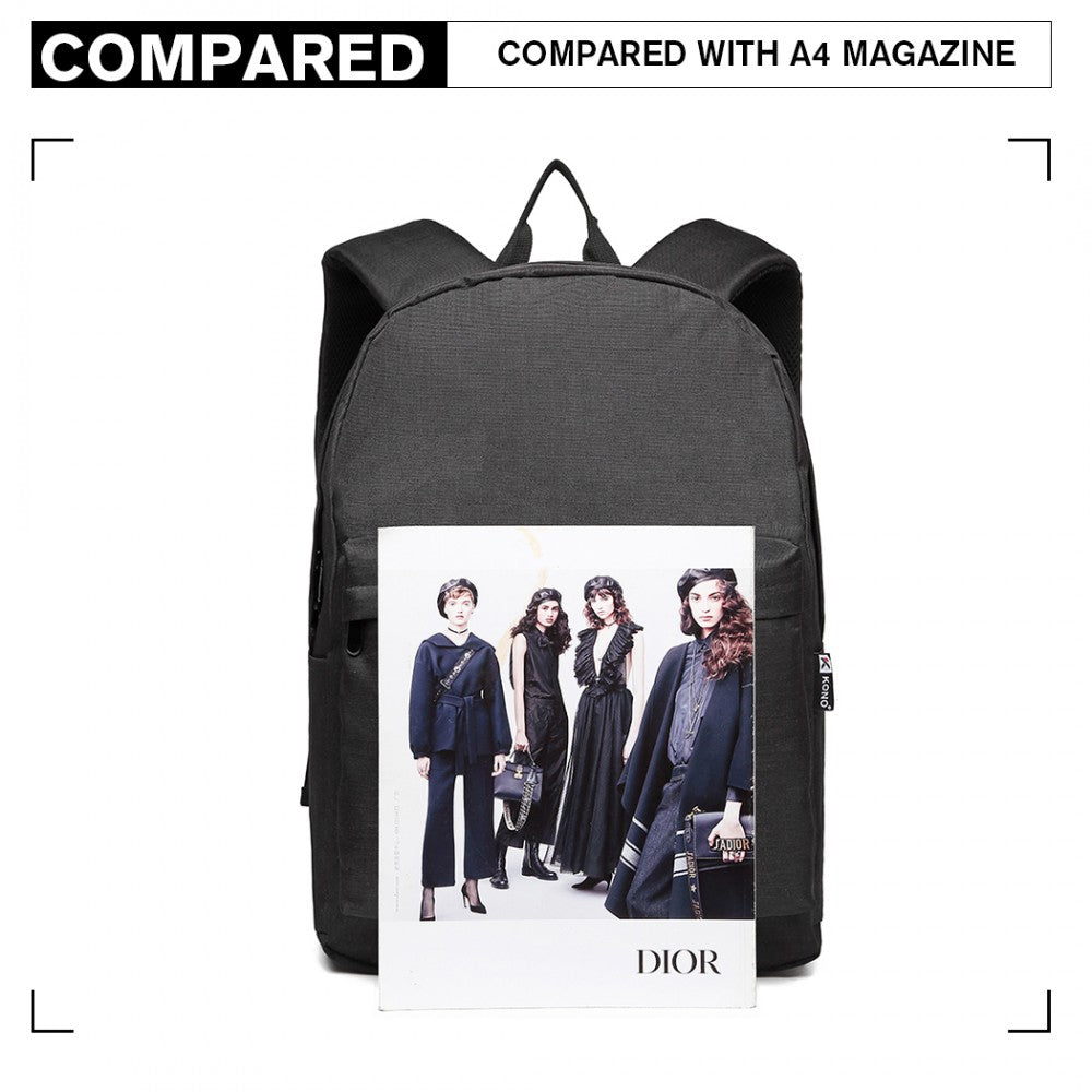 Kono Large Functional Basic Backpack - Black