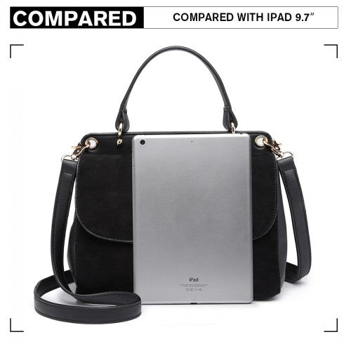Miss Lulu Stylish Ladies Leather Handbag Shoulder Bag Black