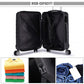 Kono Abs Sculpted Horizontal Design 3 Piece Suitcase Set - Black