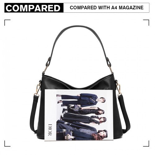 Miss Lulu Classic Style Slouch Shoulder Bag - Black